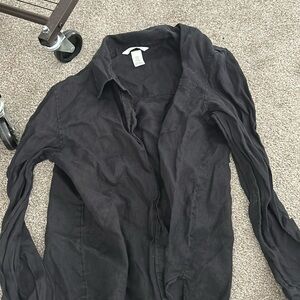 Black linen button down